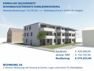 Wohnbauförderung möglich! 3-Zimmer-Neubauwohnung Top W 3 mit Terrasse & Garten sowie 1 TG-Platz *RESERVIERT*, 6425 Haiming (Österreich), Gartenwohnung