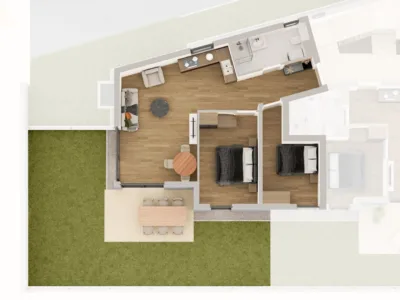 Großzügige 3-Zimmer-Neubauwohnung mit ca. 55 m² Privatgarten, 6060 Hall in Tirol, Gartenwohnung